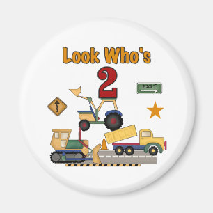 Construction Vehicles 2nd Birthday Magnet