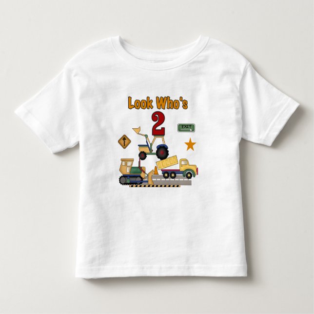 Construction Vehicles 2nd Birthday Toddler T-Shirt (Front)