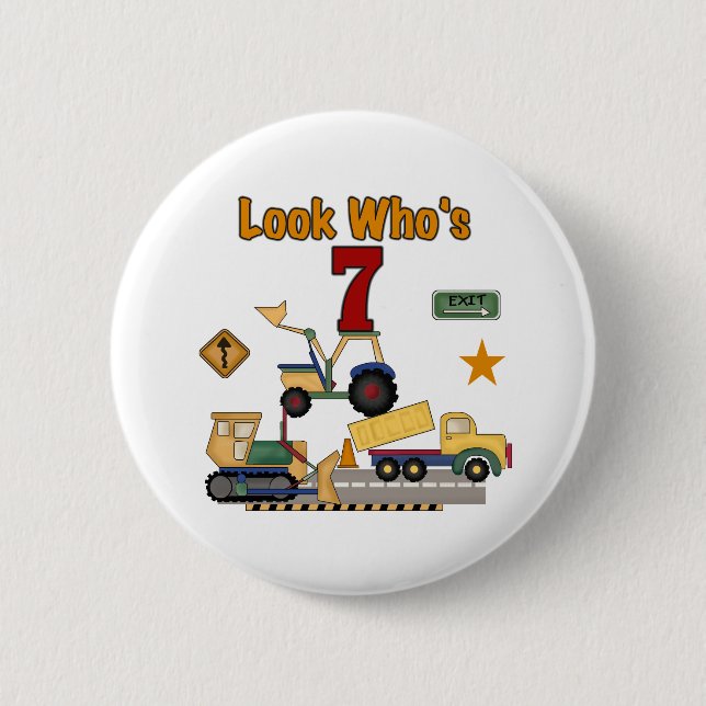 Construction Vehicles 7th Birthday 6 Cm Round Badge (Front)