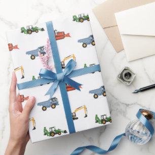 Construction Vehicles Birthday Party Wrapping Paper