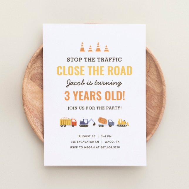 Construction Vehicles Boy Birthday Party Invitatio Invitation (Creator Uploaded)