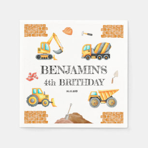 Construction Vehicles Boy Birthday Party Napkin