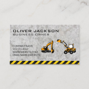 Construction Vehicles   Concrete Background Business Card