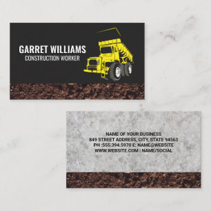 Construction Vehicles Dump Truck Earth Mover Business Card