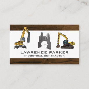 Construction Vehicles Excavator   Builder Logo Business Card