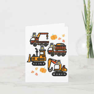 Construction Vehicles Fall Toddler Boys Thanksgivi Card