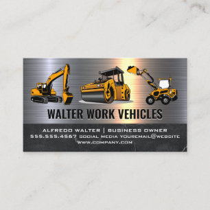 Construction Vehicles   Metallic Marble Business Card