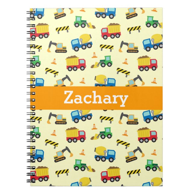 Construction Vehicles Pattern Boys Notebook (Front)