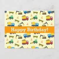 Construction Vehicles Pattern, Happy Birthday