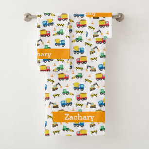 Construction Vehicles Pattern Kids Bath Towel Set