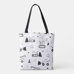 Construction Vehicles Pattern Tote Bag – Cute
