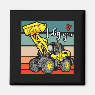 Construction Vehicles Valentines Hearts Excavator Magnet
