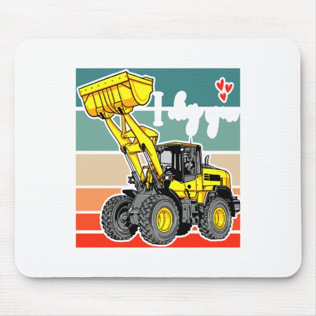 Construction Vehicles Valentines Hearts Excavator  Mouse Pad (Front)