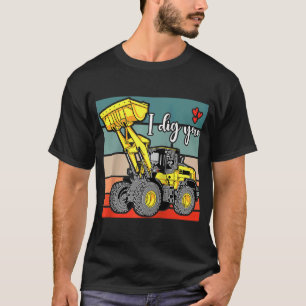 Construction Vehicles  Valentines Hearts Excavator T-Shirt
