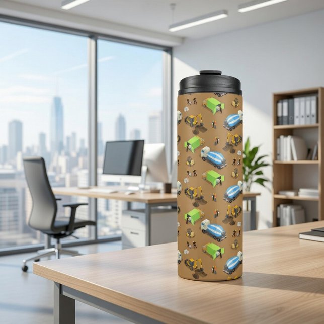 Construction Vehicles & Workers Pattern  Thermal Tumbler (Creator Uploaded)