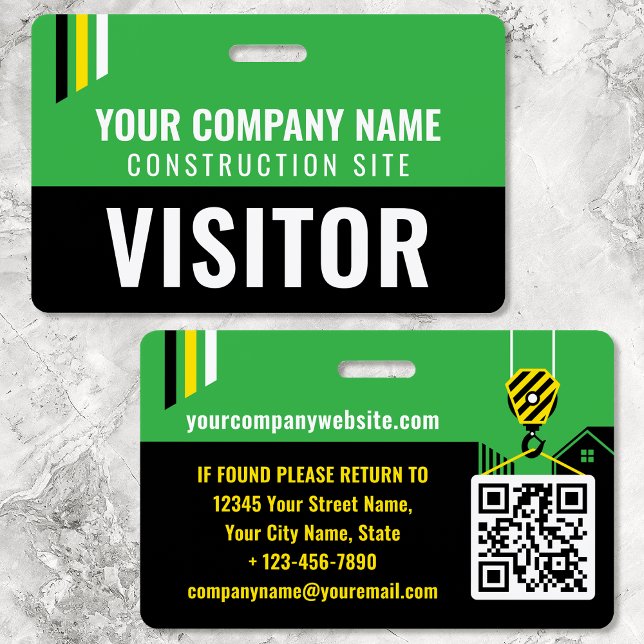 Construction Visitor Pass ID Green Custom Badge (Creator Uploaded)