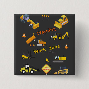 Construction Warning Work Zone 15 Cm Square Badge