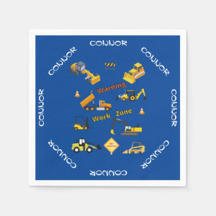 Construction Warning Work Zone Personalised Napkin