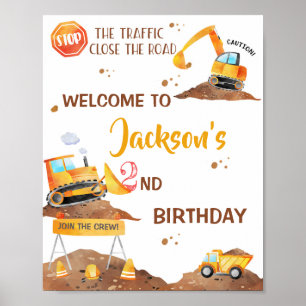 Construction welcome party sign Boy party poster  
