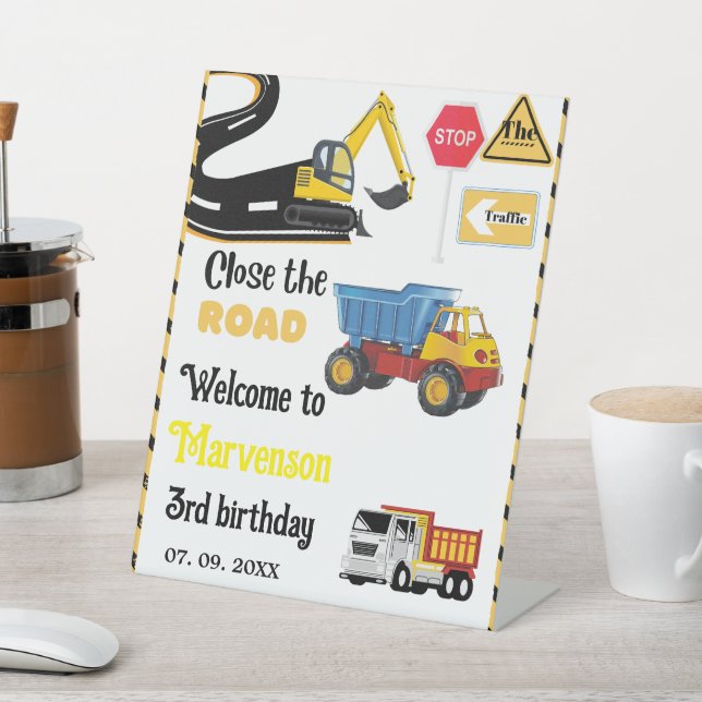 Construction welcome  sign 3rd girl birthday party (In SItu)