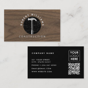 Construction Wood QR Code Business Logo Business Card