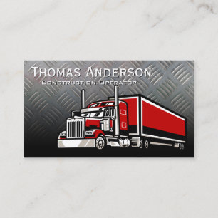 Construction Work Truck Red Big Rig Business Card