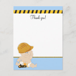 Construction Worker Baby 4x5 Flat Thank you note