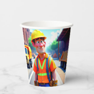 Construction Worker Birthday Paper Cups