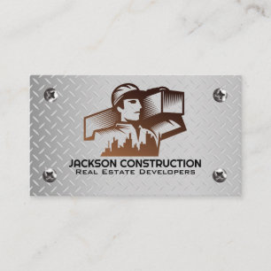 Construction Worker Blue Collar Business Card