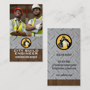 Construction Worker Blue Collar Engineers Business Card