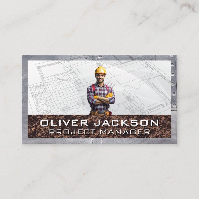 Construction Worker | Blueprints  Business Card (Front)