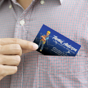 Construction Worker Blueprints Business Card