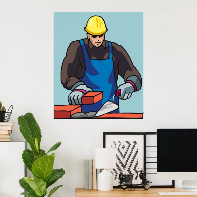 Construction Worker Bricklayer Hard Hat Builder  Poster (Creator Uploaded)