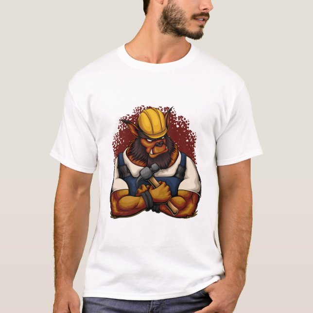 Construction Worker Bugbear Artistics POD T-Shirt (Front)