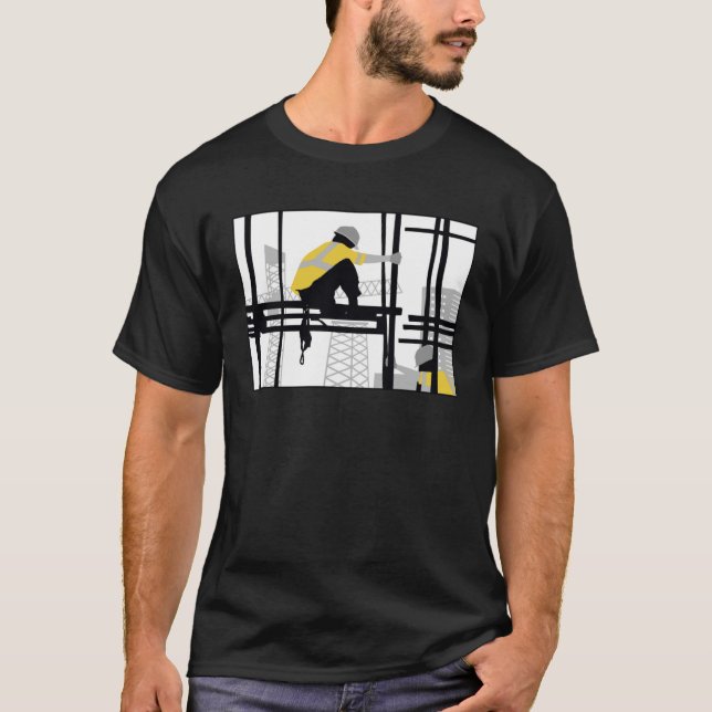 Construction Worker Building Scaffolds T-Shirt (Front)
