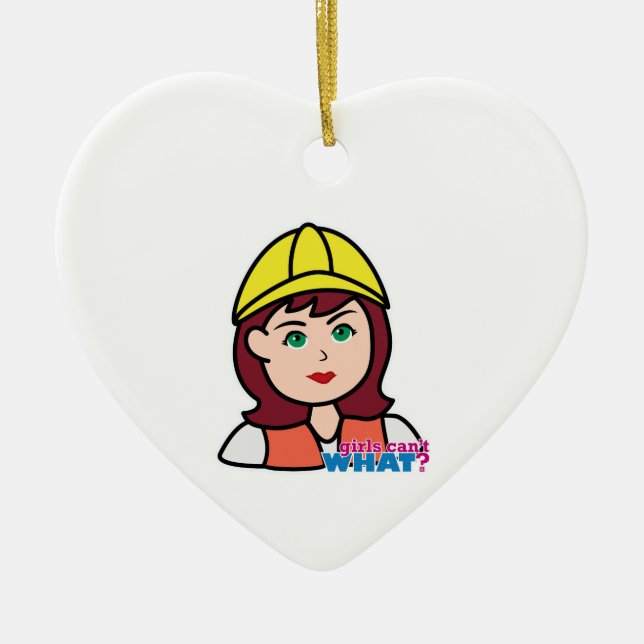 Construction Worker Ceramic Ornament (Front)