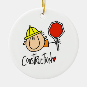 Construction Worker Ceramic Ornament