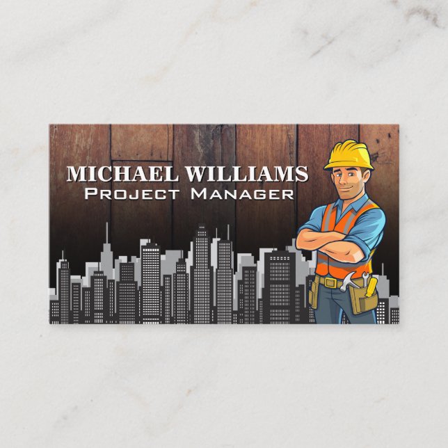 Construction Worker | City Skyline Business Card (Front)