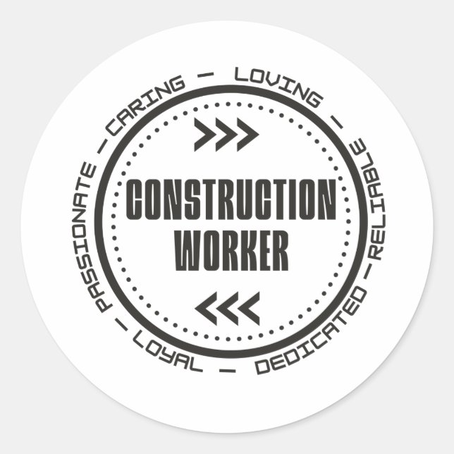 Construction Worker Classic Round Sticker (Front)
