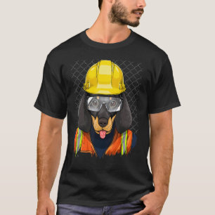 Construction Worker Dachshund Laborer Weiner Pet D T-Shirt