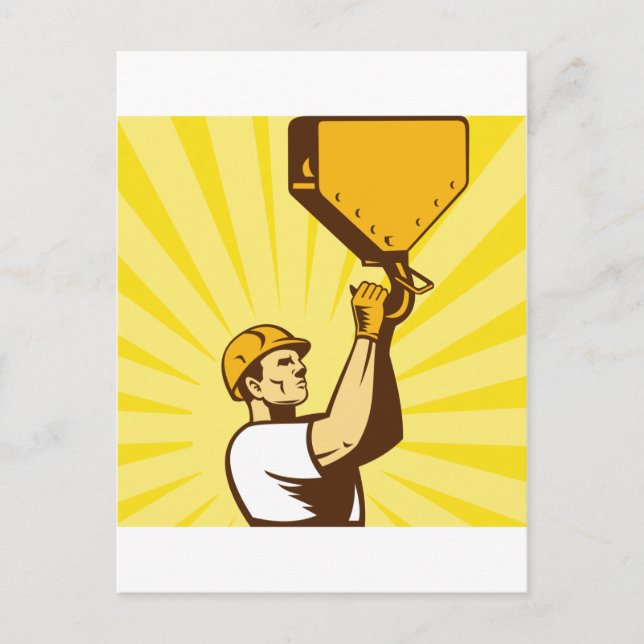 construction worker engineer hook retro style postcard (Front)