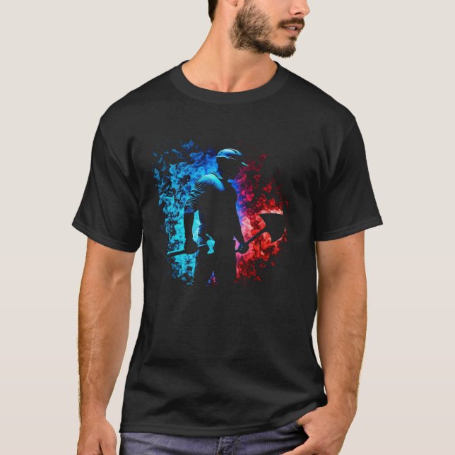 Construction Worker Flames Shovel Civil Engineerin T-Shirt (Front)