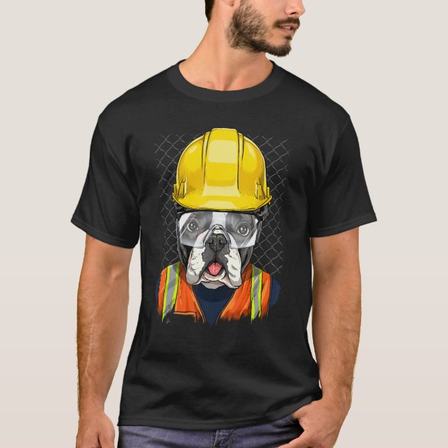 Construction Worker French Bulldog Laborer Pet Bul T-Shirt (Front)