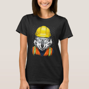 Construction Worker Gray Wolf Laborer Wild Animal  T-Shirt