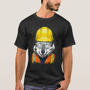 Construction Worker Gray Wolf Laborer Wild Animal T-Shirt