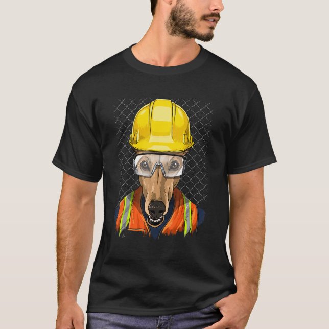 Construction Worker Greyhound Laborer Animal Pet D T-Shirt (Front)