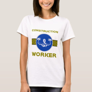Construction Worker Humor Blue Sign Gym Girl T-Shirt