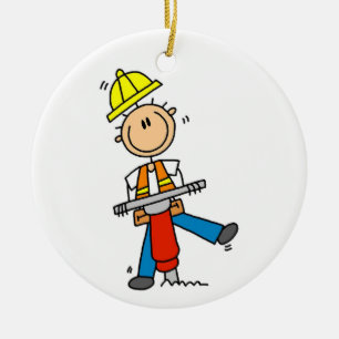 Construction Worker I Build T-shirts and Gifts Ceramic Tree Decoration