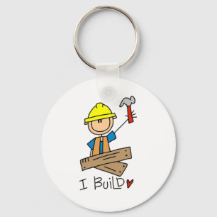 Construction Worker I Build T-shirts and Gifts Key Ring