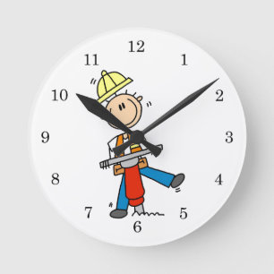 Construction Worker I Build T-shirts and Gifts Round Clock